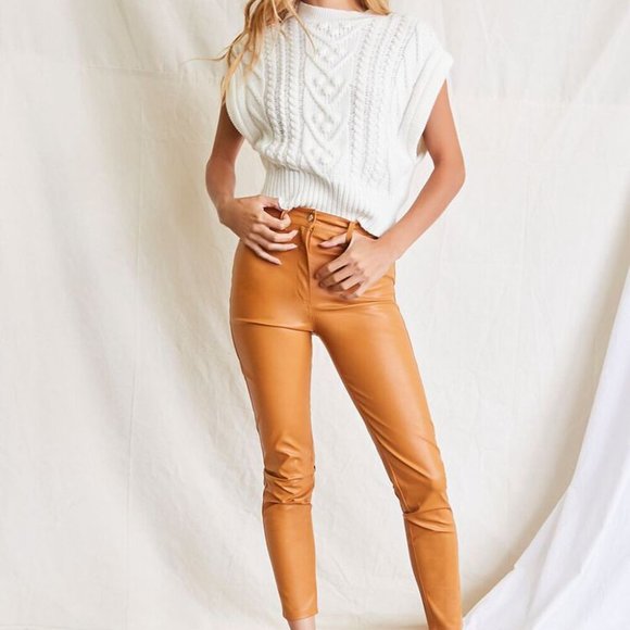 😎 🙌🌟Forever 21 Faux Leather Ankle Skinny Pants - Picture 1 of 9